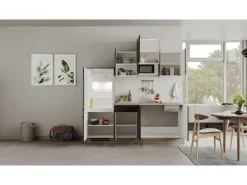 Flex-Well Exclusiv Küchenzeile Capri 210 cm Schwarz Matt-Endgrain Oak