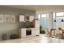 Flex-Well Exclusiv Küchenzeile Orlando 220 cm Kaschmir Glanz - Sonoma Eiche