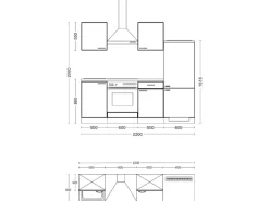 Flex-Well Exclusiv Küchenzeile Orlando 220 cm Kaschmir Glanz - Sonoma Eiche