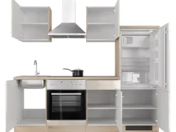 Flex-Well Exclusiv Küchenzeile Orlando 220 cm Kaschmir Glanz - Sonoma Eiche