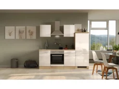 Flex-Well Exclusiv Küchenzeile Orlando 220 cm Kaschmir Glanz - Sonoma Eiche