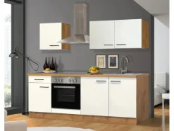 Flex-Well Exclusiv Küchenzeile Vintea 210 cm Magnolia - Lancelot Oak