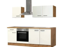 Flex-Well Exclusiv Küchenzeile Vintea 210 cm Magnolia - Lancelot Oak