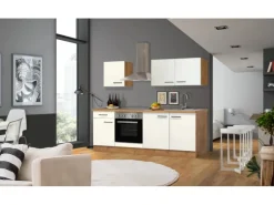 Flex-Well Exclusiv Küchenzeile Vintea 210 cm Magnolia - Lancelot Oak