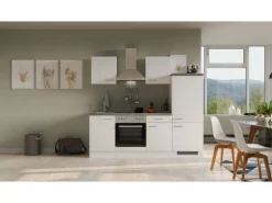 Flex-Well Exclusiv Küchenzeile Joelina 220 cm Weiß matt - Beton Grau