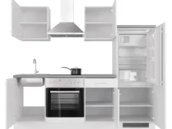 Flex-Well Exclusiv Küchenzeile Joelina 220 cm Weiß matt - Beton Grau