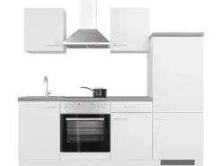 Flex-Well Exclusiv Küchenzeile Joelina 220 cm Weiß matt - Beton Grau