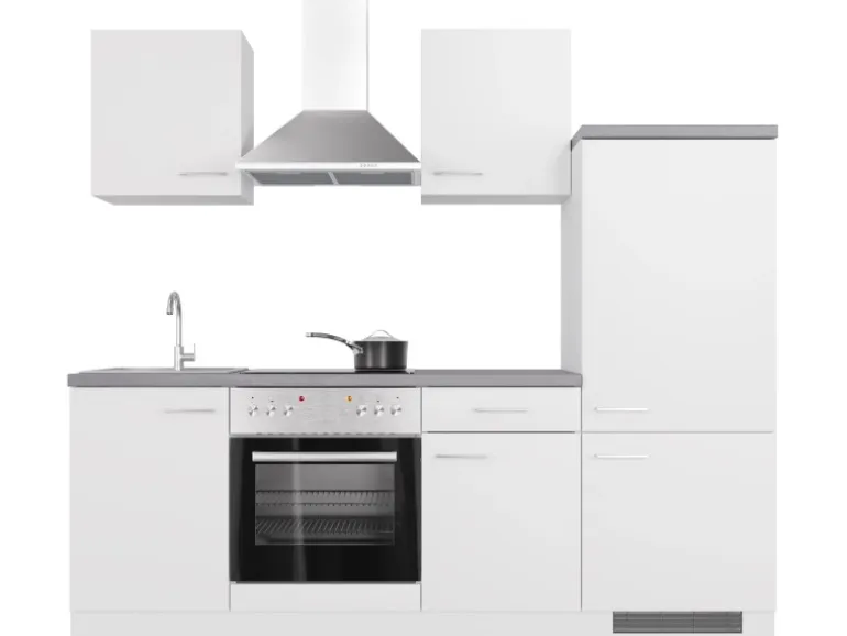 Flex-Well Exclusiv Küchenzeile Joelina 220 cm Weiß matt - Beton Grau