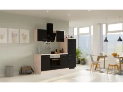 Flex-Well Exclusiv Küchenzeile Lara 220 cm Anthrazit - San Remo Eiche