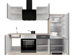 Flex-Well Exclusiv Küchenzeile Lara 220 cm Anthrazit - San Remo Eiche