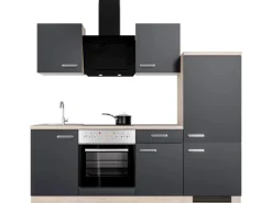 Flex-Well Exclusiv Küchenzeile Lara 220 cm Anthrazit - San Remo Eiche