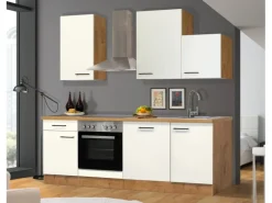 Flex-Well Exclusiv Küchenzeile Vintea 220 cm Magnolia - Lancelot Oak