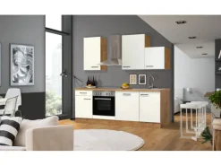 Flex-Well Exclusiv Küchenzeile Vintea 220 cm Magnolia - Lancelot Oak