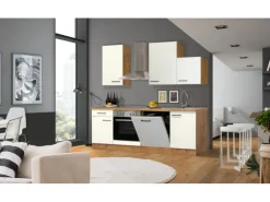 Flex-Well Exclusiv Küchenzeile Vintea 220 cm Magnolia - Lancelot Oak