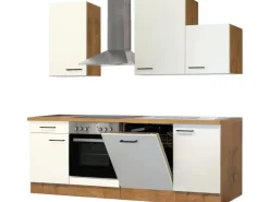 Flex-Well Exclusiv Küchenzeile Vintea 220 cm Magnolia - Lancelot Oak