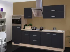 Flex-Well Exclusiv Küchenzeile Lara 270 cm Anthrazit-San Remo Eiche NB