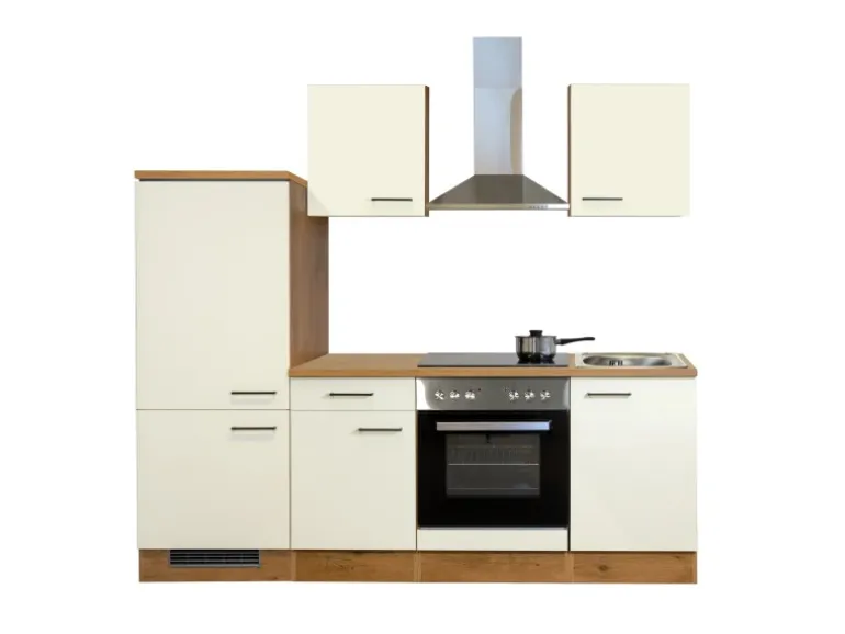 Flex-Well Exclusiv Küchenzeile Vintea 220 cm Magnolia matt-Lancelot Oak