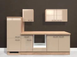 Flex-Well Exclusiv Küchenzeile Orlando 270 cm ohne E-Geräte Kaschmir Glanz