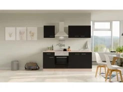 Flex-Well Exclusiv Küchenzeile Lara 210 cm Anthrazit - San Remo Eiche