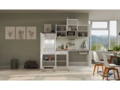 Flex-Well Exclusiv Küchenzeile Joelina 210 cm Weiß matt - Beton Grau