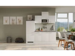 Flex-Well Exclusiv Küchenzeile Joelina 210 cm Weiß matt - Beton Grau