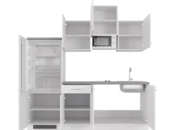 Flex-Well Exclusiv Küchenzeile Joelina 210 cm Weiß matt - Beton Grau