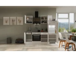 Flex-Well Exclusiv Küchenzeile Joelina 220 cm Weiß matt - Beton Grau