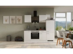 Flex-Well Exclusiv Küchenzeile Joelina 220 cm Weiß matt - Beton Grau