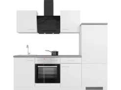 Flex-Well Exclusiv Küchenzeile Joelina 220 cm Weiß matt - Beton Grau