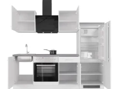 Flex-Well Exclusiv Küchenzeile Joelina 220 cm Weiß matt - Beton Grau