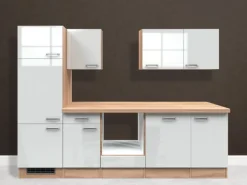 Flex-Well Exclusiv Küchenzeile Valero 280 cm ohne E-Geräte Hochglanz Weiß