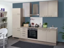 Flex-Well Exclusiv Küchenzeile Orlando 270 cm Kaschmir Glanz-Sonoma Eiche