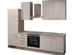 Flex-Well Exclusiv Küchenzeile Orlando 270 cm Kaschmir Glanz-Sonoma Eiche