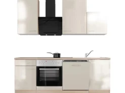 Flex-Well Exclusiv Küchenzeile Orlando 220 cm Kaschmir Glanz - Sonoma Eiche