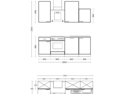 Flex-Well Exclusiv Küchenzeile Orlando 220 cm Kaschmir Glanz - Sonoma Eiche