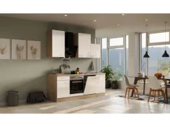 Flex-Well Exclusiv Küchenzeile Orlando 220 cm Kaschmir Glanz - Sonoma Eiche