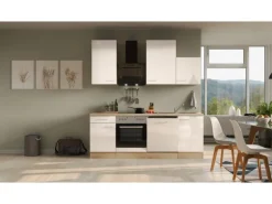 Flex-Well Exclusiv Küchenzeile Orlando 220 cm Kaschmir Glanz - Sonoma Eiche