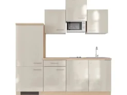 Flex-Well Exclusiv Küchenzeile Orlando 210 cm Kaschmir Glanz - Sonoma Eiche