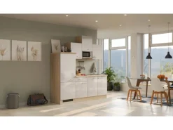 Flex-Well Exclusiv Küchenzeile Orlando 210 cm Kaschmir Glanz - Sonoma Eiche