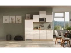 Flex-Well Exclusiv Küchenzeile Orlando 210 cm Kaschmir Glanz - Sonoma Eiche