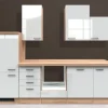 Flex-Well Exclusiv Küchenzeile Valero 280 cm ohne E-Geräte Hochglanz Weiß