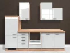 Flex-Well Exclusiv Küchenzeile Valero 280 cm ohne E-Geräte Hochglanz Weiß