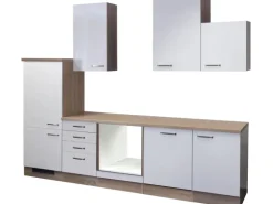 Flex-Well Exclusiv Küchenzeile Valero 280 cm ohne E-Geräte Hochglanz Weiß