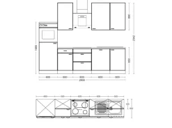 Flex-Well Exclusiv Küchenzeile Lund 280 cm Lichtgrau glänzend-Rauchgrau