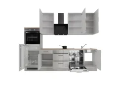 Flex-Well Exclusiv Küchenzeile Lund 280 cm Lichtgrau glänzend-Rauchgrau