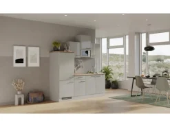 Flex-Well Exclusiv Küchenzeile 1602-002 Lund 210 cm Lichtgrau glänzend-Rauchgrau