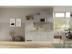 Flex-Well Exclusiv Küchenzeile 1602-002 Lund 210 cm Lichtgrau glänzend-Rauchgrau