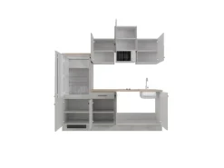 Flex-Well Exclusiv Küchenzeile 1602-002 Lund 210 cm Lichtgrau glänzend-Rauchgrau