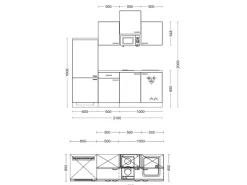 Flex-Well Exclusiv Küchenzeile 1602-002 Lund 210 cm Lichtgrau glänzend-Rauchgrau