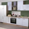 Flex-Well Exclusiv Küchenzeile Valero 310 cm Hochglanz Weiß-Sonoma Eiche